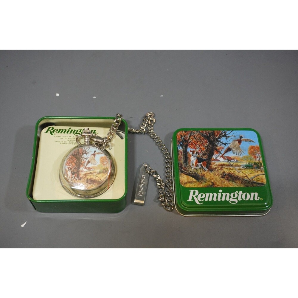 Remington Duck Hunting Scene Pocket Watch With Chain Pheasant